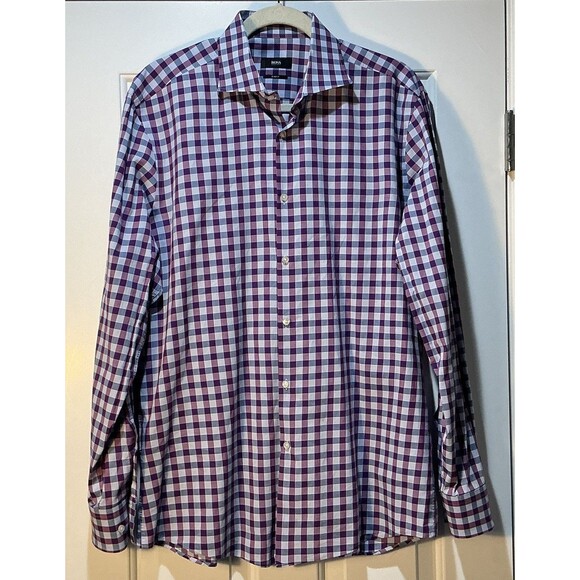 Hugo Boss Slim Fit Button Down Collar Italian Fabric Shirt Men's Size 43/17 - Picture 2 of 7